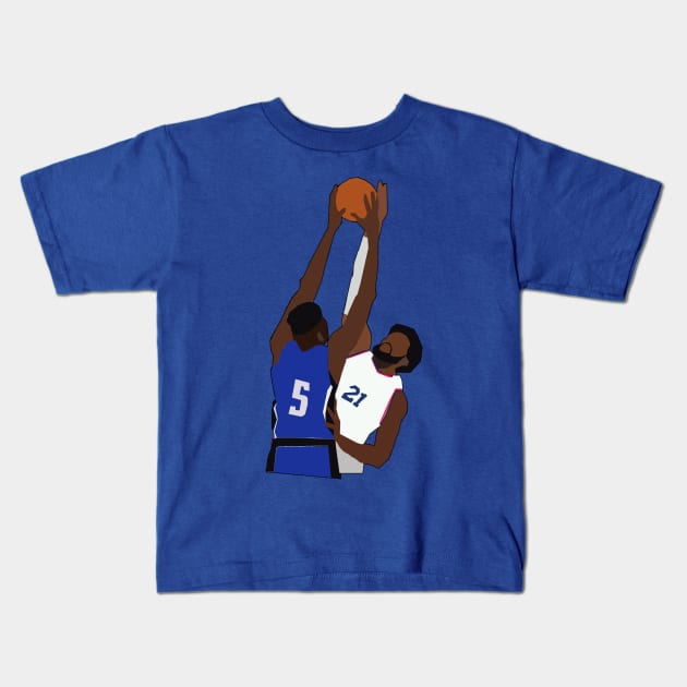 Mo Bamba Dunk on Joel Embiid - Orlando Magic Kids T-Shirt by xavierjfong